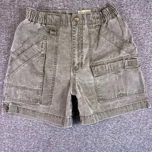 VTG‎ Royal Robbins Shorts Womens 8 Olive Green Cargo Hiking Elastic Waist Pocket - Picture 5 of 11